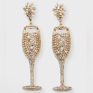 BAUBLEBAR “What’s Poppin” Champagne Flute Statement Earrings | Pearl Crystal NEW